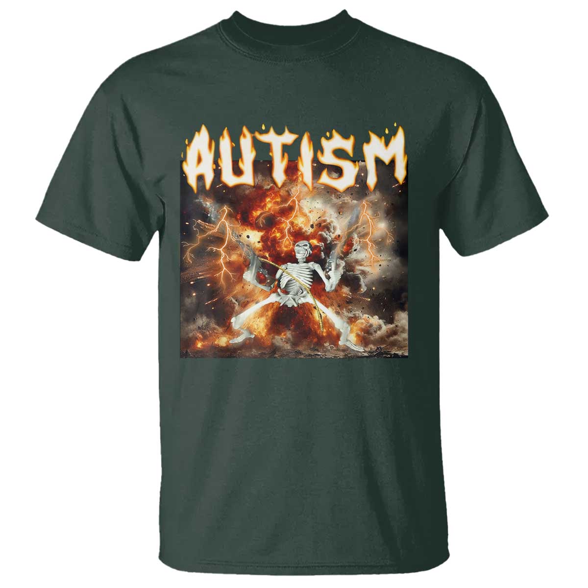 Funny Autism Skeleton Meme T Shirt Oddly Specific Dank Meme TS11 Dark Forest Green Print Your Wear