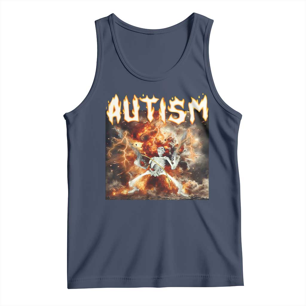 Funny Autism Skeleton Meme Tank Top Oddly Specific Dank Meme TS11 Navy Print Your Wear