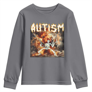 Funny Autism Skeleton Meme Youth Sweatshirt Oddly Specific Dank Meme TS11 Charcoal Print Your Wear