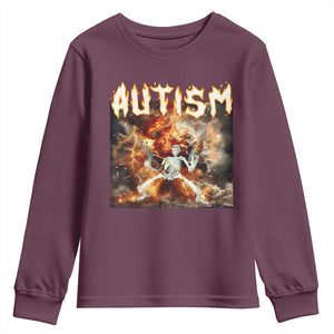 Funny Autism Skeleton Meme Youth Sweatshirt Oddly Specific Dank Meme TS11 Maroon Print Your Wear