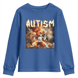 Funny Autism Skeleton Meme Youth Sweatshirt Oddly Specific Dank Meme TS11 Royal Blue Print Your Wear