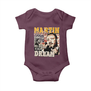 MLK Day His Dream Is My Dream Baby Onesie Martin Luther King Vintage American Flag Black History Month TS11 Maroon Print Your Wear