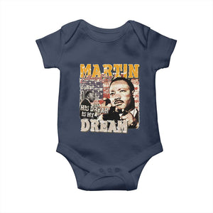 MLK Day His Dream Is My Dream Baby Onesie Martin Luther King Vintage American Flag Black History Month TS11 Navy Print Your Wear