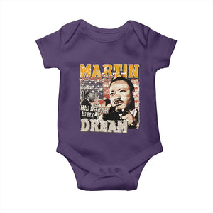 MLK Day His Dream Is My Dream Baby Onesie Martin Luther King Vintage American Flag Black History Month TS11 Purple Print Your Wear