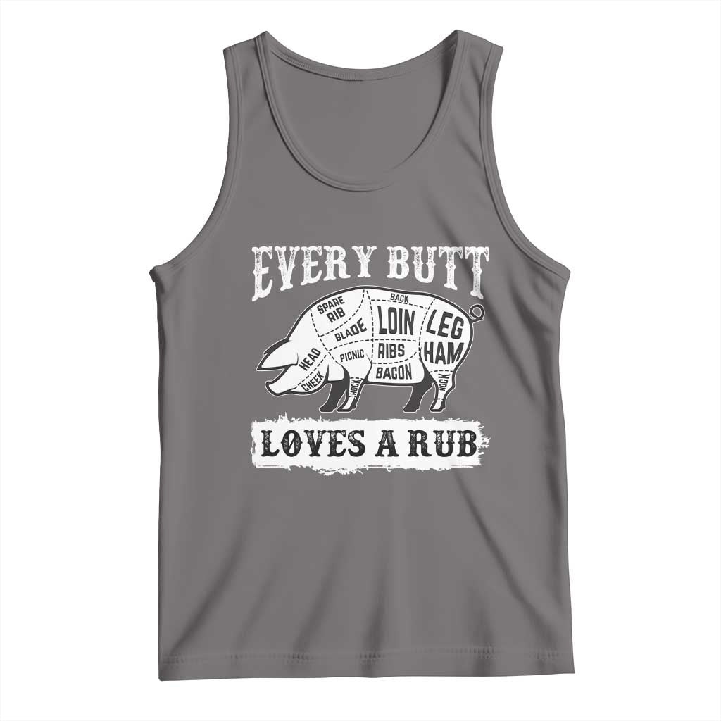 Funny BBQ Grilling Every Butt Loves A Rub Tank Top Barbecue Grill Father's Day TS11 Deep Heather Print Your Wear