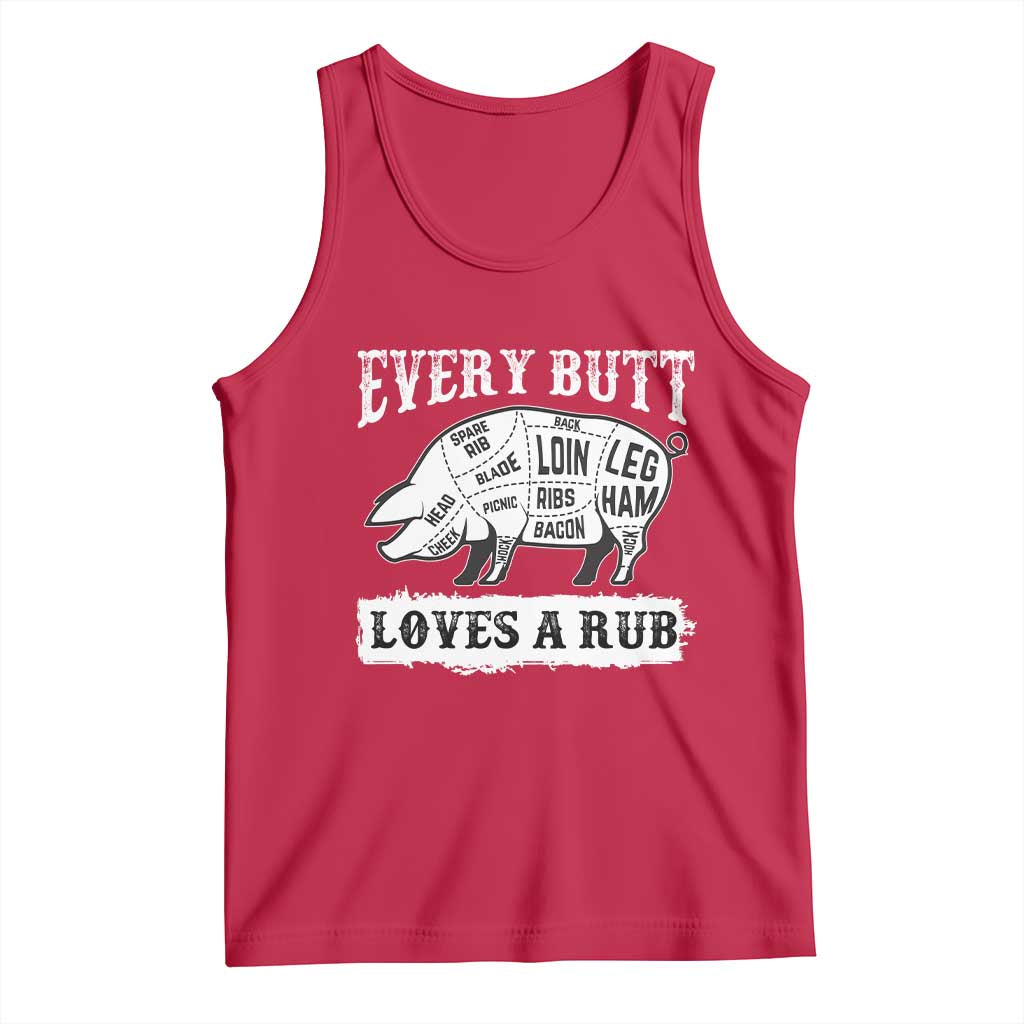 Funny BBQ Grilling Every Butt Loves A Rub Tank Top Barbecue Grill Father's Day TS11 Red Print Your Wear