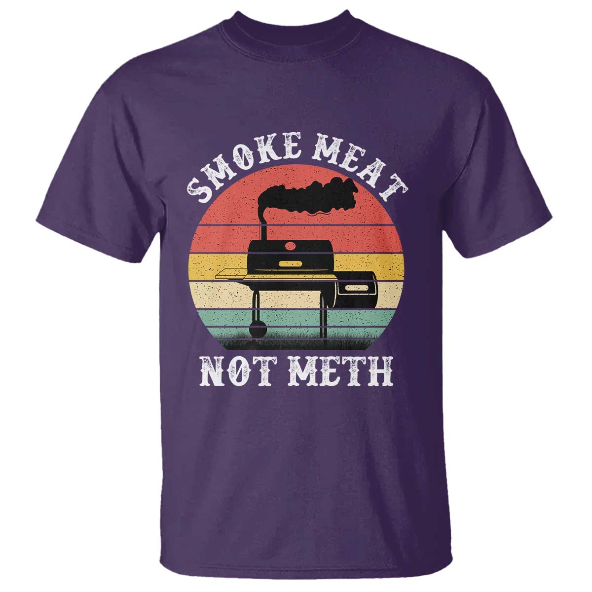 Funny Smoke Meat Not Meth T Shirt Retro Vintage Grilling BBQ TS11 Purple Print Your Wear