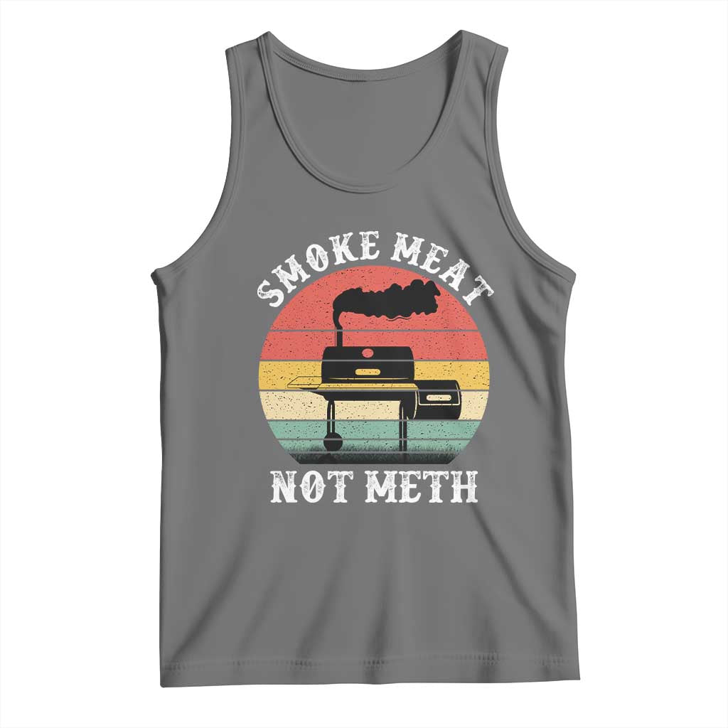 Funny Smoke Meat Not Meth Tank Top Retro Vintage Grilling BBQ TS11 Black Heather Print Your Wear