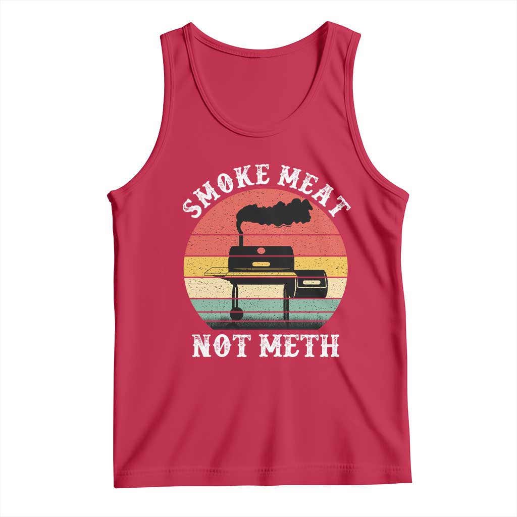 Funny Smoke Meat Not Meth Tank Top Retro Vintage Grilling BBQ TS11 Red Print Your Wear