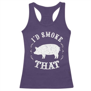 Funny BBQ Grilling I'd Smoke That Racerback Tank Top Barbecue Grill Father's Day TS11 Purple Print Your Wear