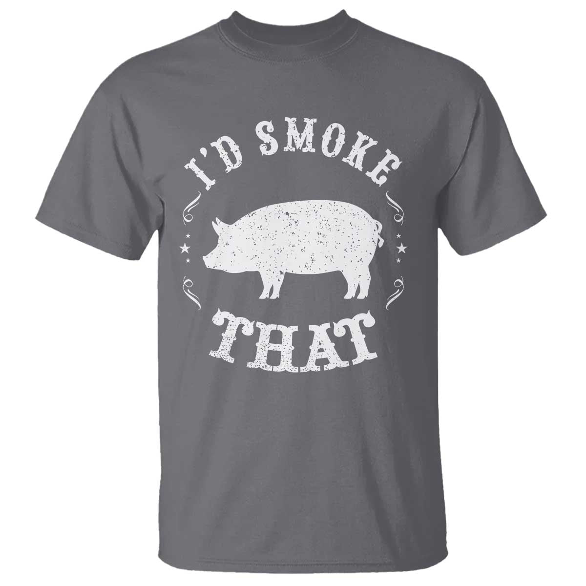 Funny BBQ Grilling I'd Smoke That T Shirt Barbecue Grill Father's Day TS11 Charcoal Print Your Wear