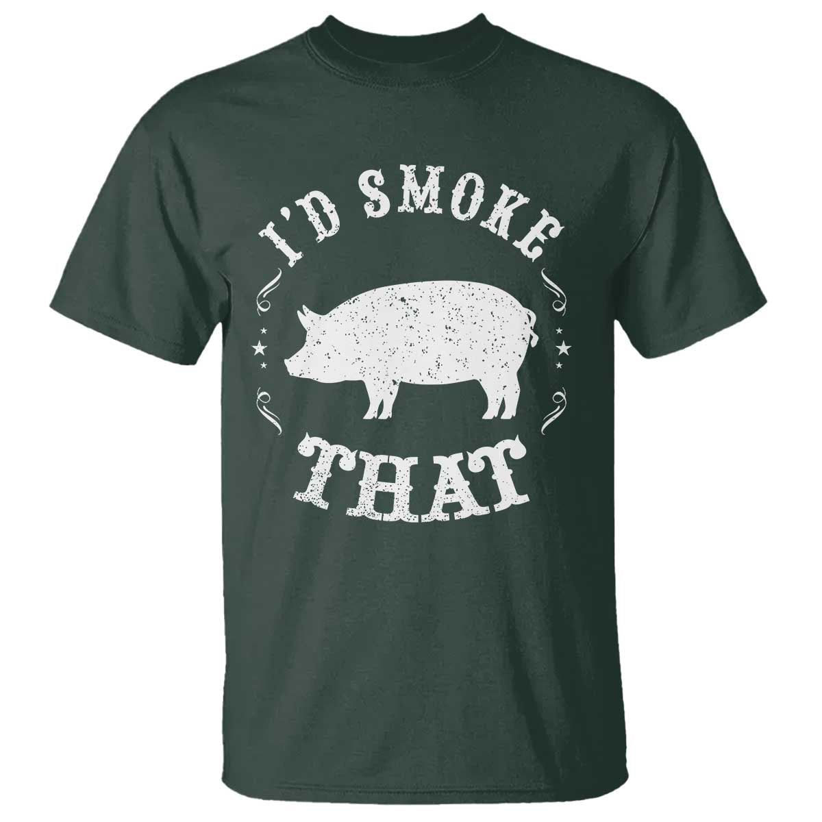 Funny BBQ Grilling I'd Smoke That T Shirt Barbecue Grill Father's Day TS11 Dark Forest Green Print Your Wear