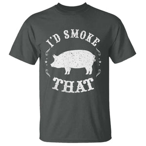 Funny BBQ Grilling I'd Smoke That T Shirt Barbecue Grill Father's Day TS11 Dark Heather Print Your Wear