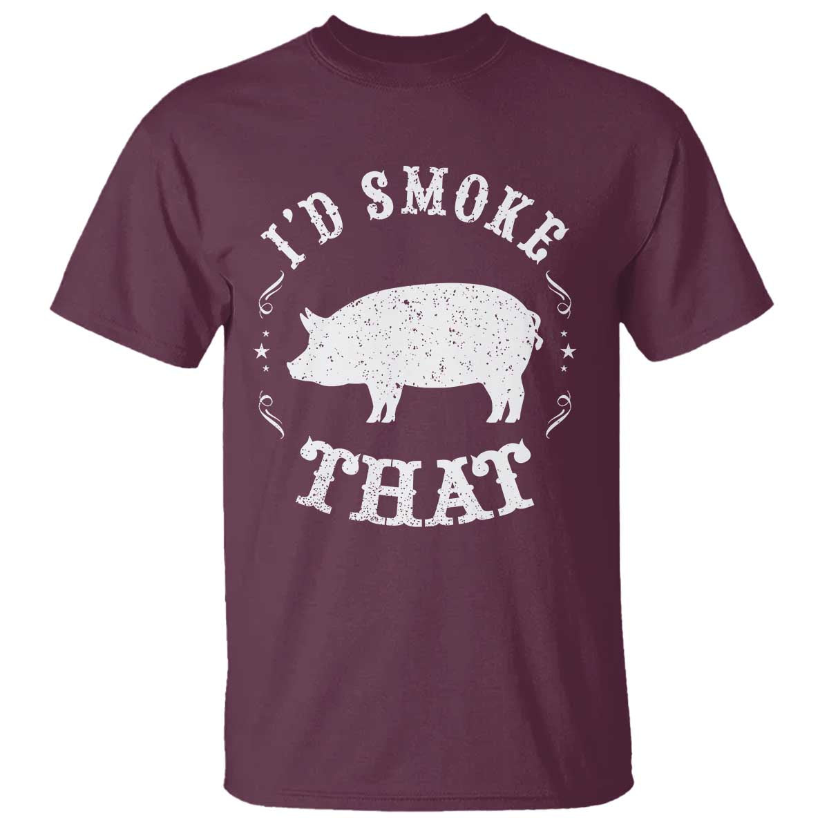 Funny BBQ Grilling I'd Smoke That T Shirt Barbecue Grill Father's Day TS11 Maroon Print Your Wear