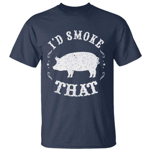 Funny BBQ Grilling I'd Smoke That T Shirt Barbecue Grill Father's Day TS11 Navy Print Your Wear