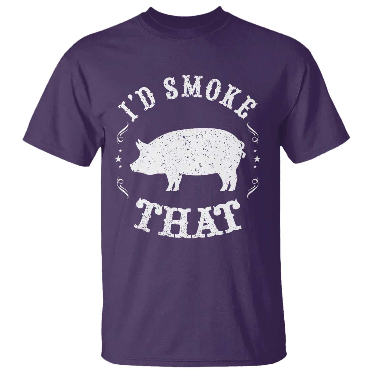 Funny BBQ Grilling I'd Smoke That T Shirt Barbecue Grill Father's Day TS11 Purple Print Your Wear