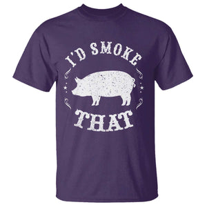 Funny BBQ Grilling I'd Smoke That T Shirt Barbecue Grill Father's Day TS11 Purple Print Your Wear