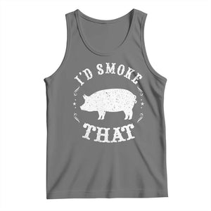 Funny BBQ Grilling I'd Smoke That Tank Top Barbecue Grill Father's Day TS11 Black Heather Print Your Wear