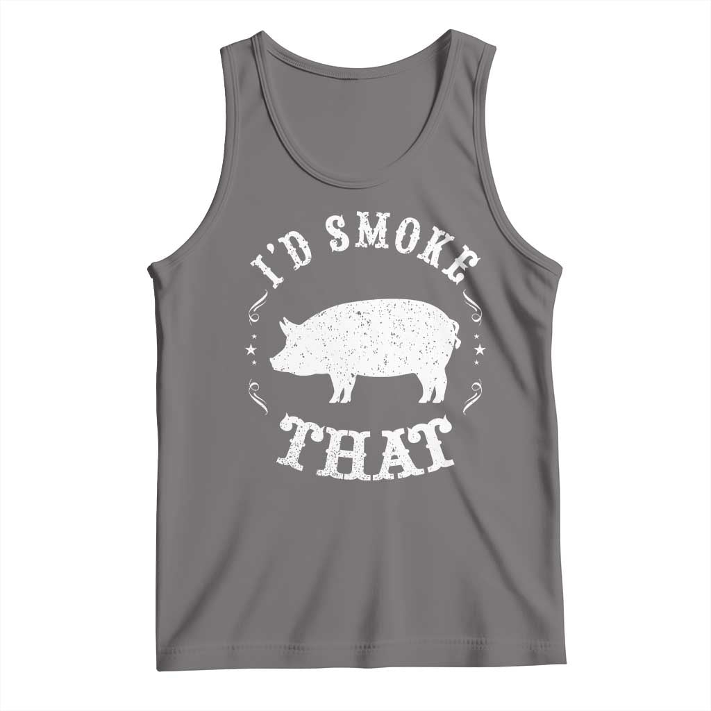 Funny BBQ Grilling I'd Smoke That Tank Top Barbecue Grill Father's Day TS11 Deep Heather Print Your Wear