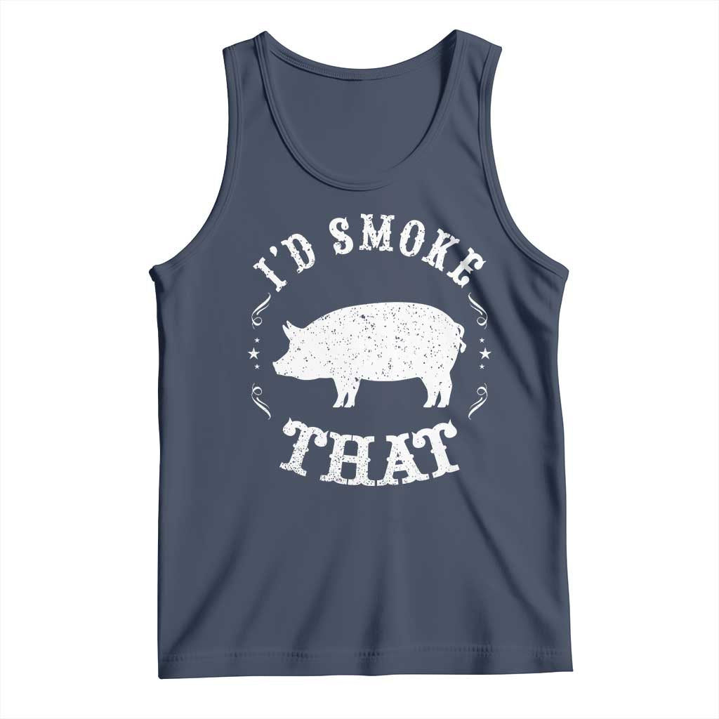 Funny BBQ Grilling I'd Smoke That Tank Top Barbecue Grill Father's Day TS11 Navy Print Your Wear