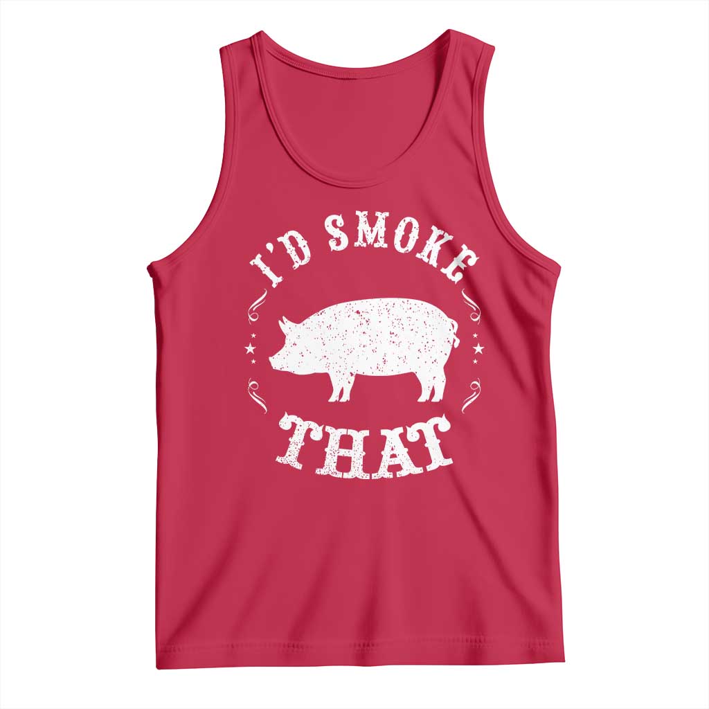 Funny BBQ Grilling I'd Smoke That Tank Top Barbecue Grill Father's Day TS11 Red Print Your Wear