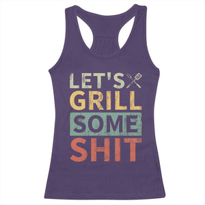 Funny BBQ Grilling Let's Grill Some Shit Racerback Tank Top Retro Vintage Barbecue Father's Day TS11 Purple Print Your Wear