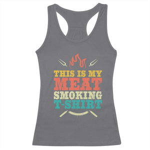 Funny Grilling BBQ Racerback Tank Top This Is My Meat Smoking Shirt Retro Fork Father's Day TS11 Charcoal Print Your Wear
