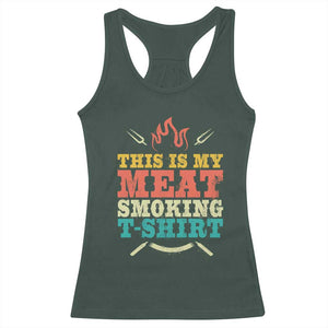 Funny Grilling BBQ Racerback Tank Top This Is My Meat Smoking Shirt Retro Fork Father's Day TS11 Dark Forest Green Print Your Wear