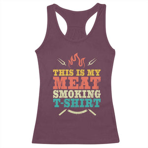 Funny Grilling BBQ Racerback Tank Top This Is My Meat Smoking Shirt Retro Fork Father's Day TS11 Maroon Print Your Wear
