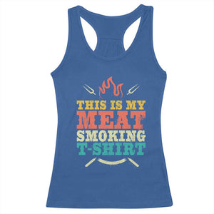 Funny Grilling BBQ Racerback Tank Top This Is My Meat Smoking Shirt Retro Fork Father's Day TS11 Royal Blue Print Your Wear