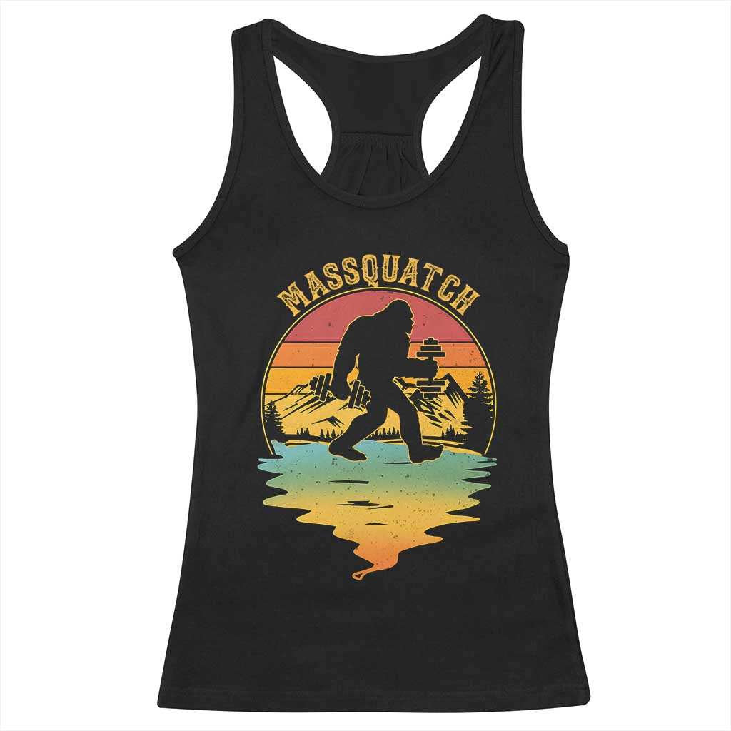 Funny Bigfoot Massquatch Racerback Tank Top Retro Workout Gym Weightlifter Sasquatch TS11 Black Print Your Wear