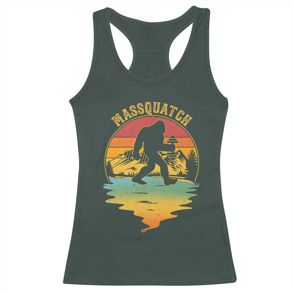 Funny Bigfoot Massquatch Racerback Tank Top Retro Workout Gym Weightlifter Sasquatch TS11 Dark Forest Green Print Your Wear