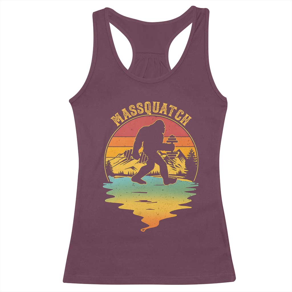 Funny Bigfoot Massquatch Racerback Tank Top Retro Workout Gym Weightlifter Sasquatch TS11 Maroon Print Your Wear