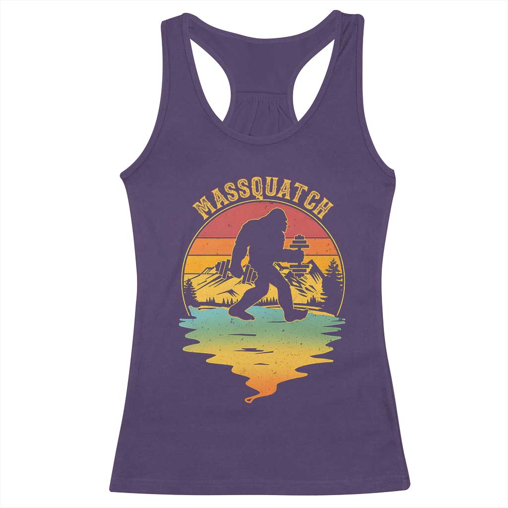 Funny Bigfoot Massquatch Racerback Tank Top Retro Workout Gym Weightlifter Sasquatch TS11 Purple Print Your Wear