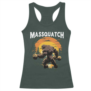Funny Bigfoot Massquatch Racerback Tank Top Workout Gym Weightlifter Sasquatch TS11 Dark Forest Green Print Your Wear