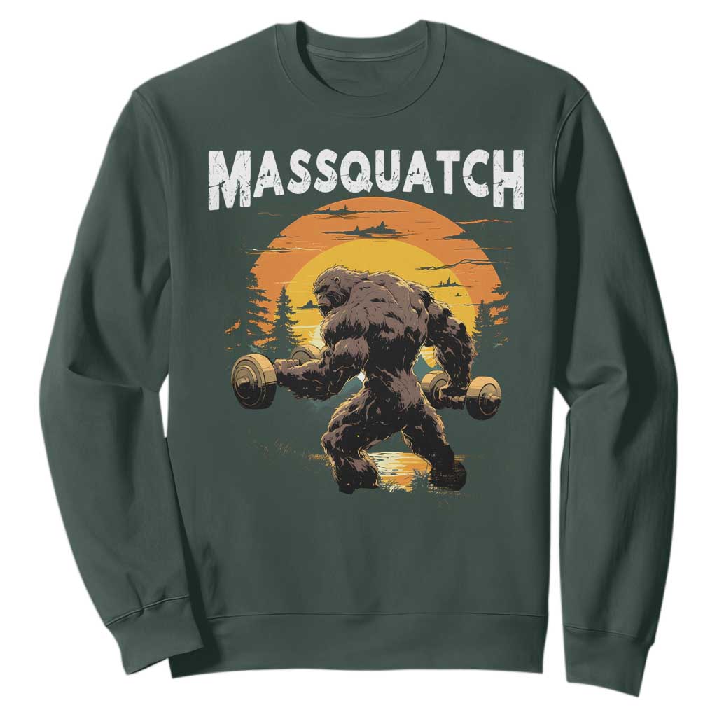 Funny Bigfoot Massquatch Sweatshirt Workout Gym Weightlifter Sasquatch TS11 Dark Forest Green Print Your Wear