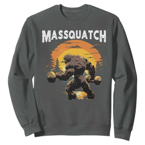 Funny Bigfoot Massquatch Sweatshirt Workout Gym Weightlifter Sasquatch TS11 Dark Heather Print Your Wear