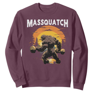 Funny Bigfoot Massquatch Sweatshirt Workout Gym Weightlifter Sasquatch TS11 Maroon Print Your Wear