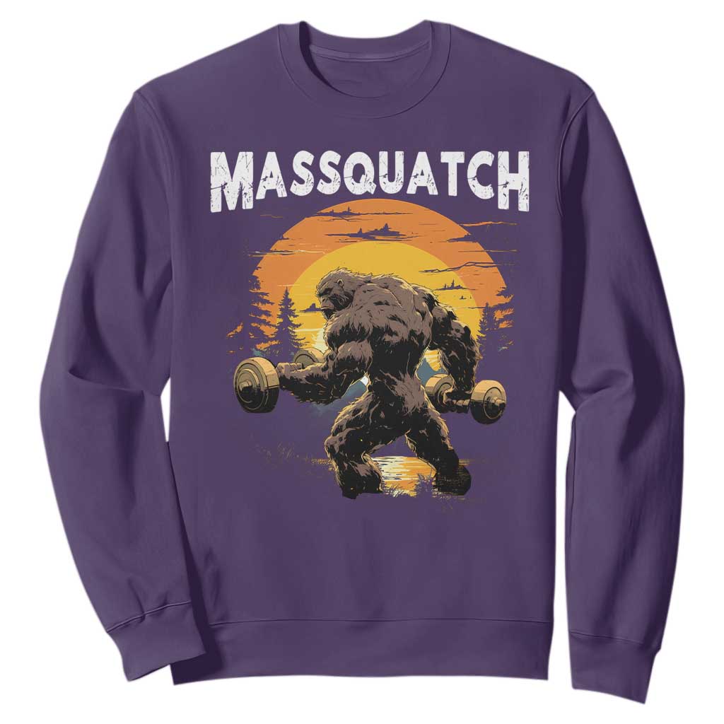 Funny Bigfoot Massquatch Sweatshirt Workout Gym Weightlifter Sasquatch TS11 Purple Print Your Wear