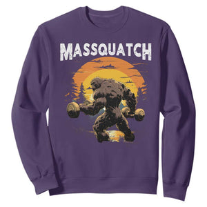 Funny Bigfoot Massquatch Sweatshirt Workout Gym Weightlifter Sasquatch TS11 Purple Print Your Wear