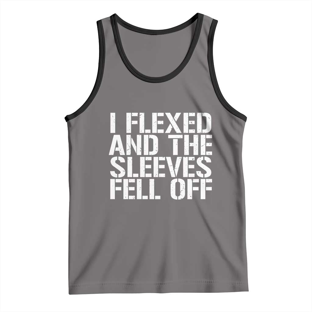 Funny I Flexed And The Sleeves Fell Of Tank Top Workout Gymer TS11 Deep Heather Black Print Your Wear