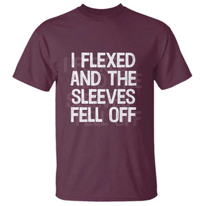 Funny I Flexed And The Sleeves Fell Of T Shirt Workout Gymer Shadow Text TS11 Maroon Print Your Wear