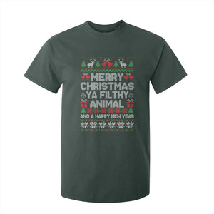 Funny Merry Christmas And A Happy New Year T Shirt For Kid Christmas Movie TS11 Dark Forest Green Print Your Wear