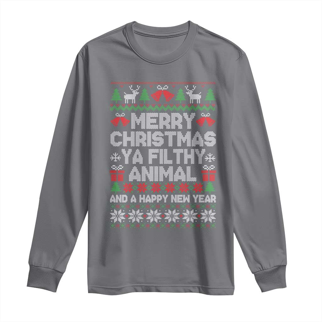 Funny Merry Christmas And A Happy New Year Long Sleeve Shirt Christmas Movie TS11 Charcoal Print Your Wear