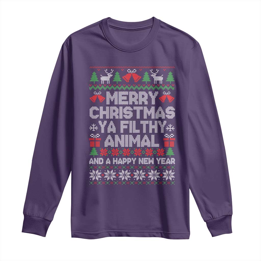 Funny Merry Christmas And A Happy New Year Long Sleeve Shirt Christmas Movie TS11 Purple Print Your Wear