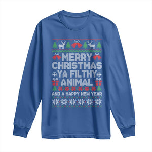 Funny Merry Christmas And A Happy New Year Long Sleeve Shirt Christmas Movie TS11 Royal Blue Print Your Wear