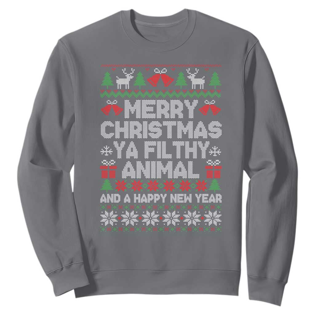 Funny Merry Christmas And A Happy New Year Sweatshirt Christmas Movie TS11 Charcoal Print Your Wear