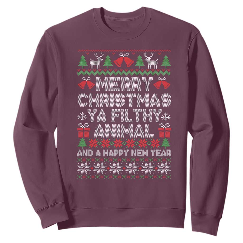 Funny Merry Christmas And A Happy New Year Sweatshirt Christmas Movie TS11 Maroon Print Your Wear