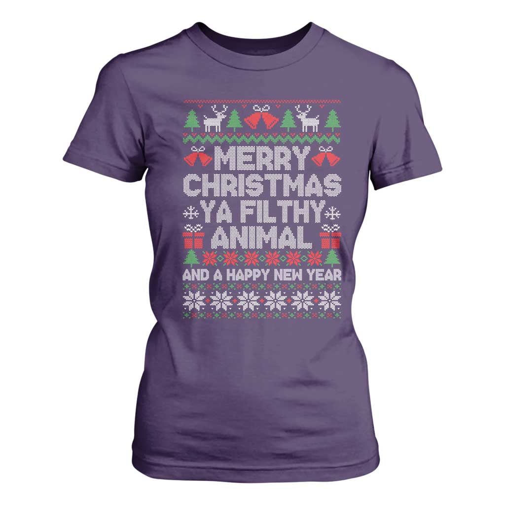 Funny Merry Christmas And A Happy New Year T Shirt For Women Christmas Movie TS11 Purple Print Your Wear