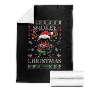 Funny Smokey Christmas Grilling Throw Blanket BBQ Meat Father's Day TS11 Black Print Your Wear